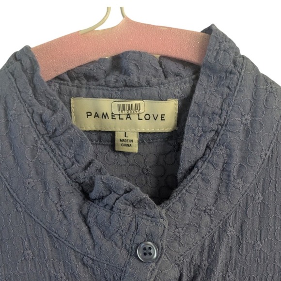 Pamela Love Periwinkle Eyelet Dress Sleeveless Button Front L Retail $425 - Picture 3 of 6